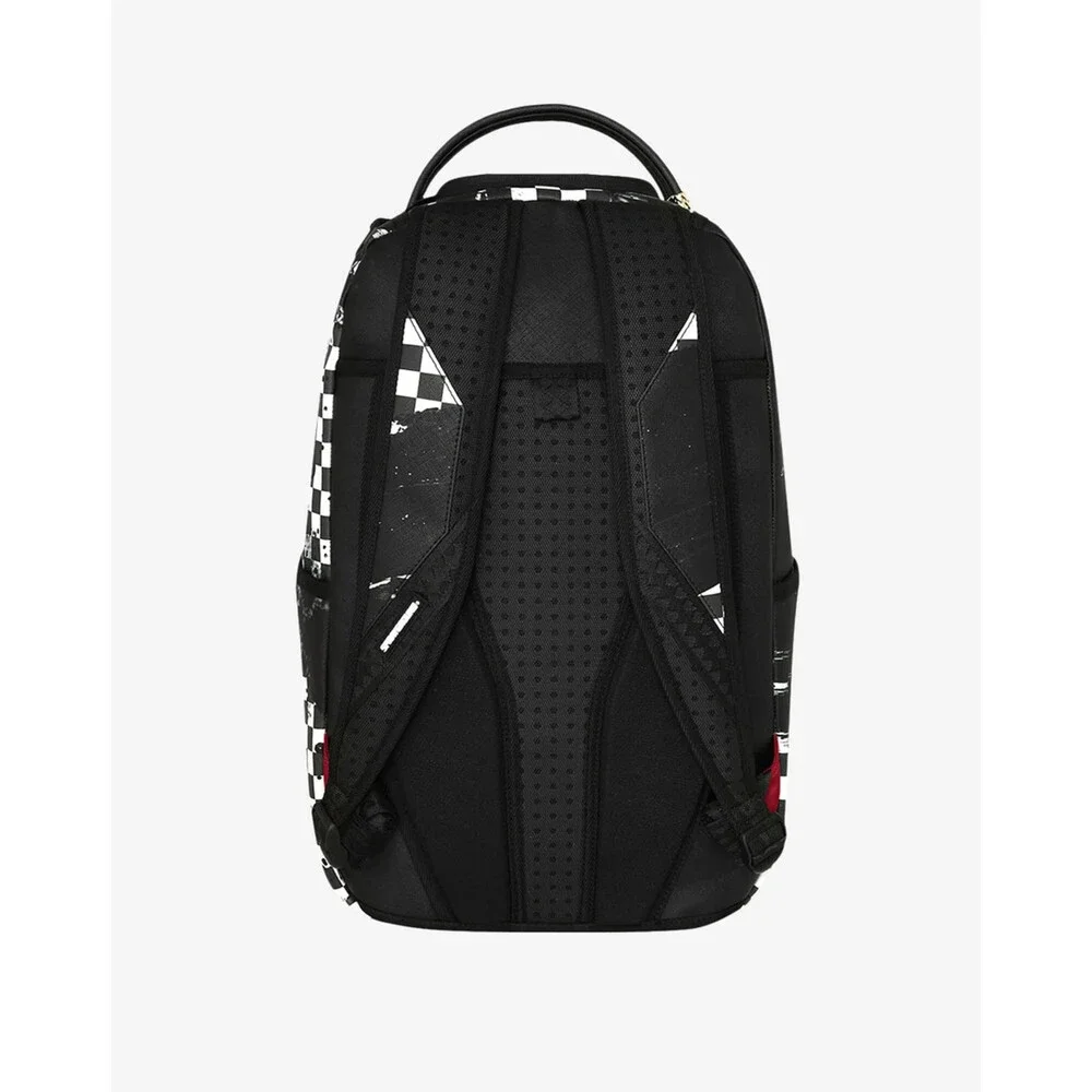 Sprayground Painted Over Check Backpack Unisex Black Adjustable Strap SPR252